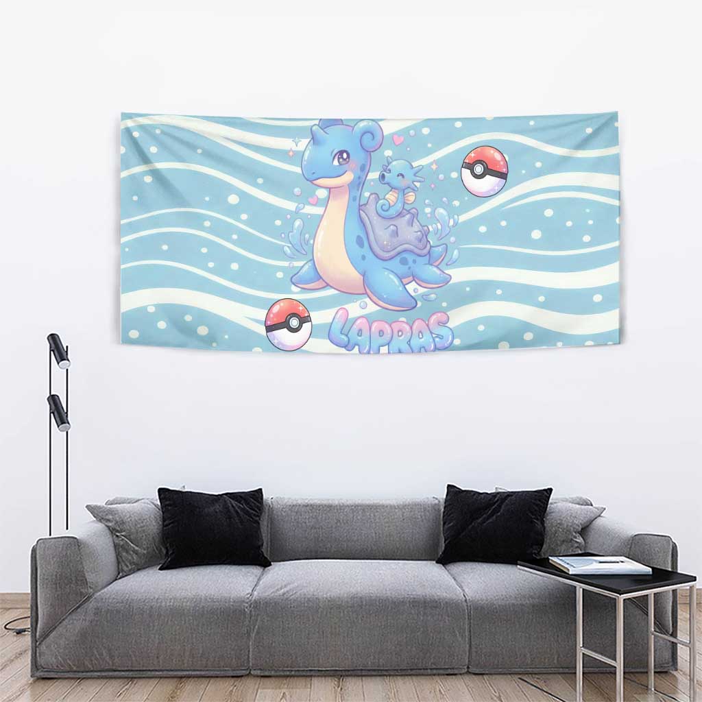 Lapras Tapestry Pastel Ocean Waves Kawaii Art