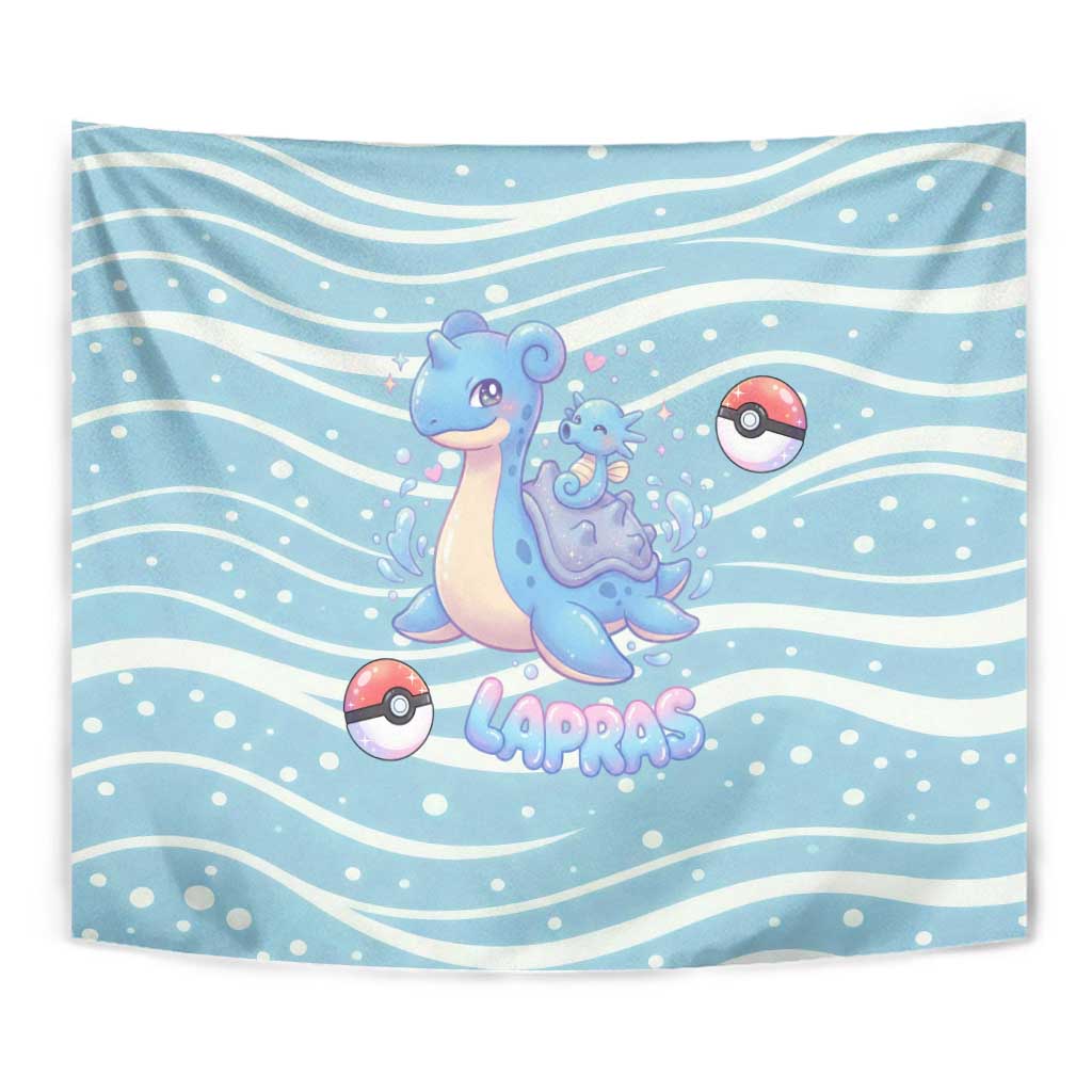 Lapras Tapestry Pastel Ocean Waves Kawaii Art