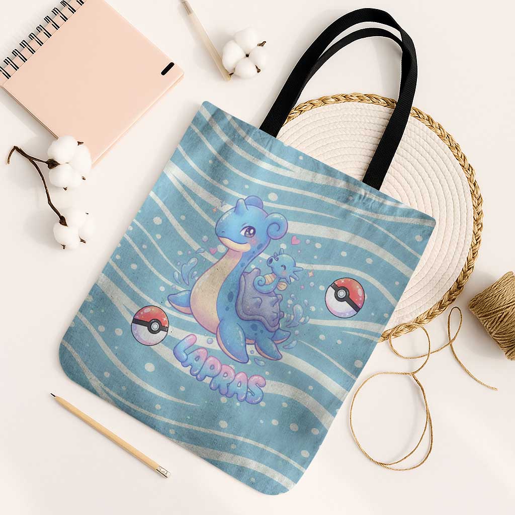 Lapras Tote Bag Pastel Ocean Waves Kawaii Art