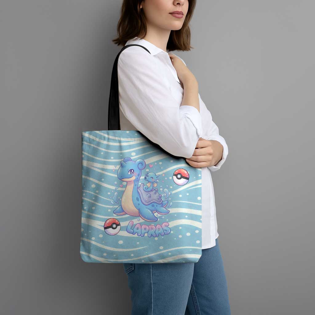 Lapras Tote Bag Pastel Ocean Waves Kawaii Art