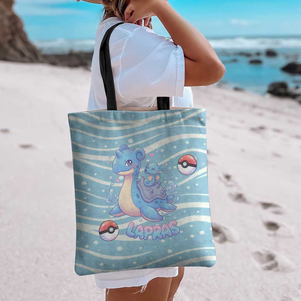 Lapras Tote Bag Pastel Ocean Waves Kawaii Art