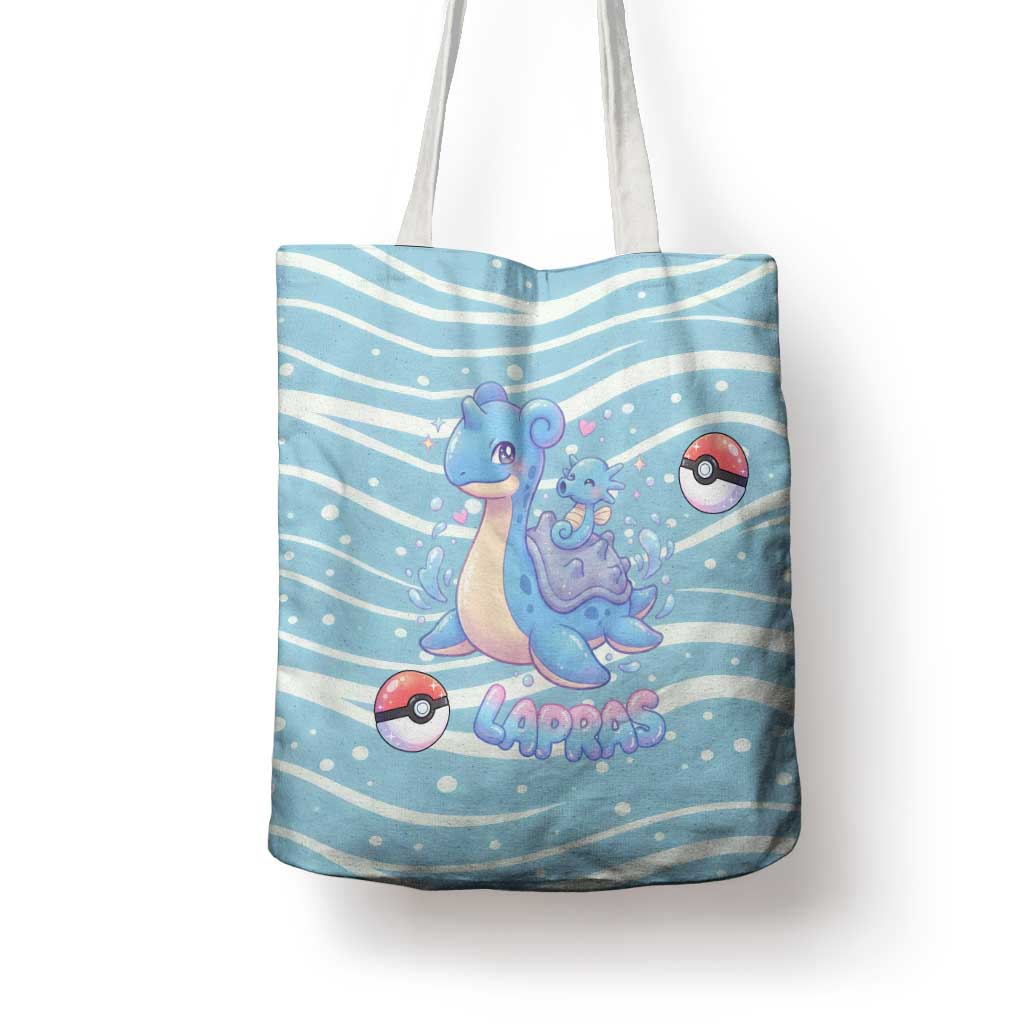 Lapras Tote Bag Pastel Ocean Waves Kawaii Art