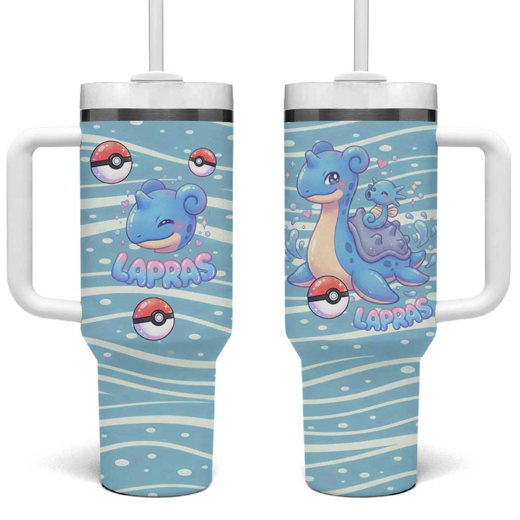 Lapras Tumbler With Handle Pastel Ocean Waves Kawaii Art