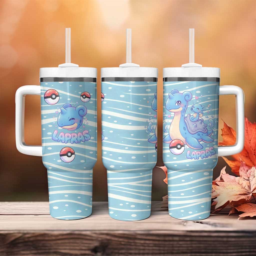 Lapras Tumbler With Handle Pastel Ocean Waves Kawaii Art