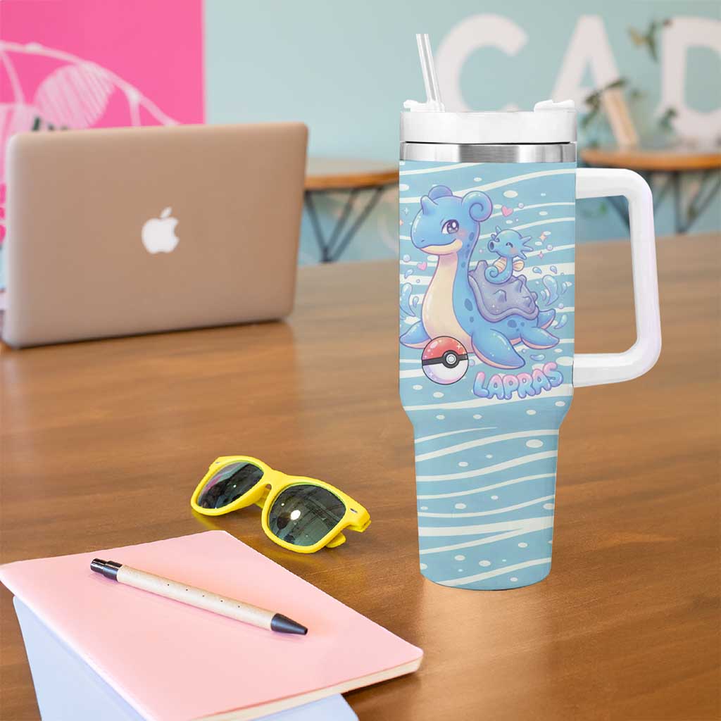 Lapras Tumbler With Handle Pastel Ocean Waves Kawaii Art