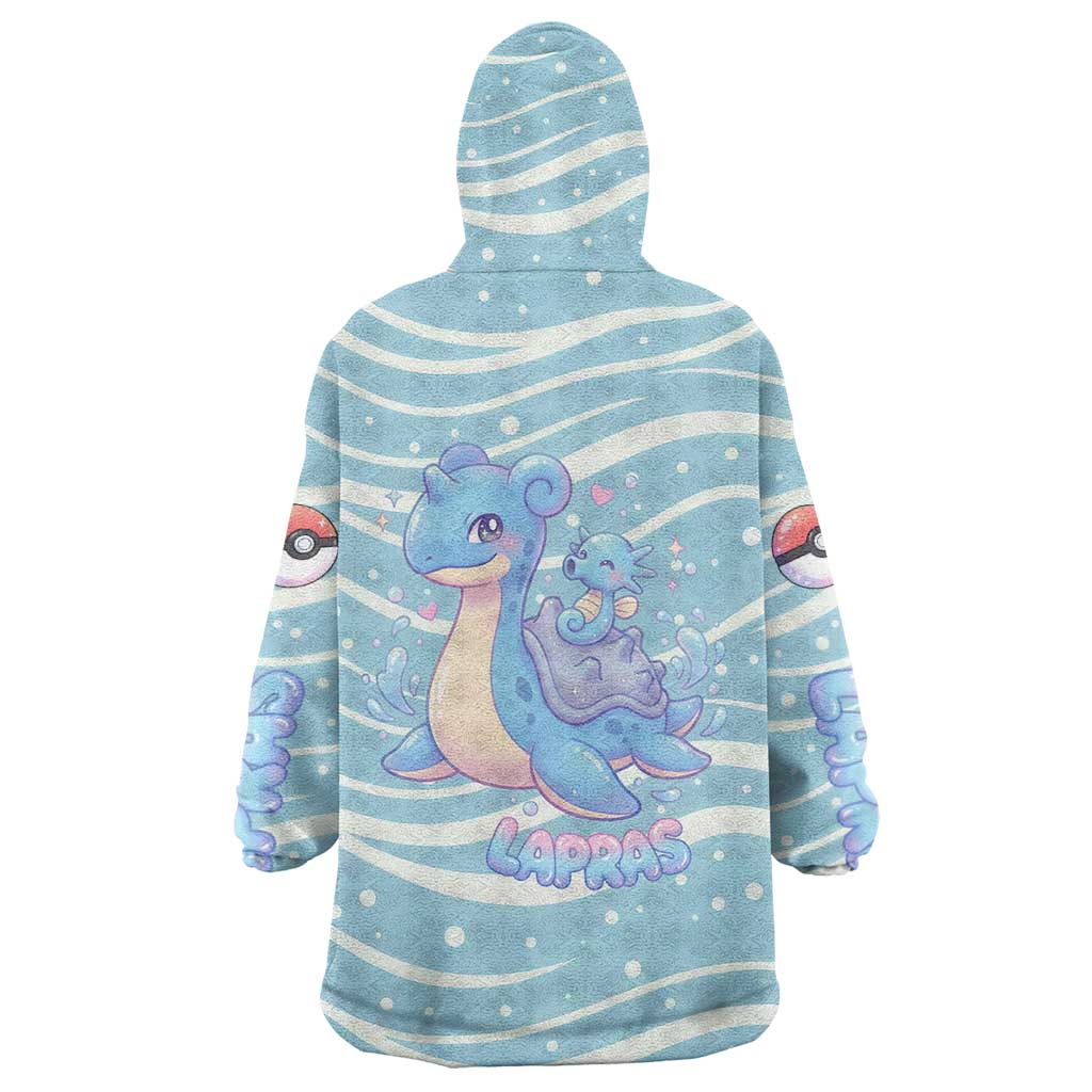 Lapras Wearable Blanket Hoodie Pastel Ocean Waves Kawaii Art