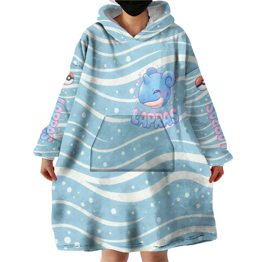 Lapras Wearable Blanket Hoodie Pastel Ocean Waves Kawaii Art