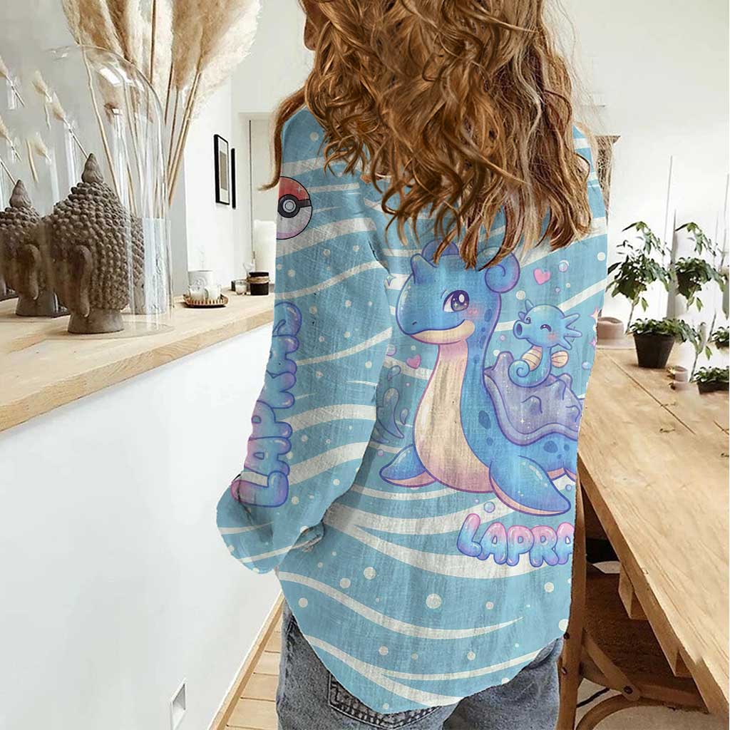 Lapras Women Casual Shirt Pastel Ocean Waves Kawaii Art