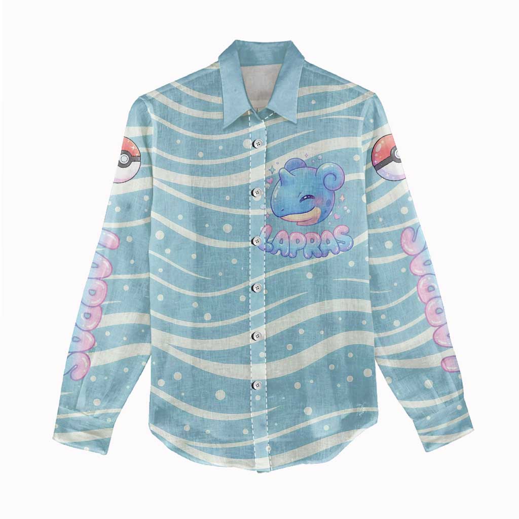Lapras Women Casual Shirt Pastel Ocean Waves Kawaii Art