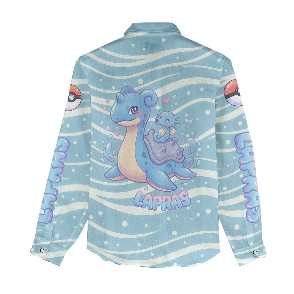 Lapras Women Casual Shirt Pastel Ocean Waves Kawaii Art