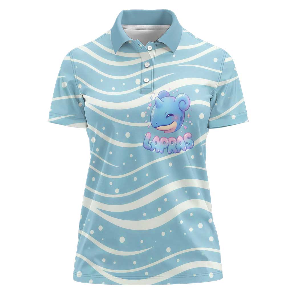 Lapras Women Polo Shirt Pastel Ocean Waves Kawaii Art