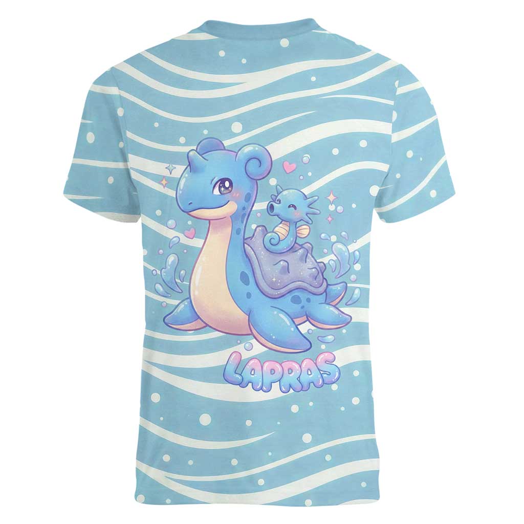 Lapras Women V-Neck T-Shirt Pastel Ocean Waves Kawaii Art