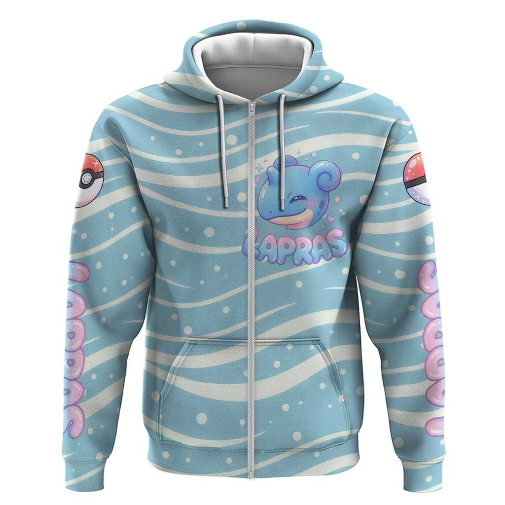 Lapras Zip Hoodie Pastel Ocean Waves Kawaii Art
