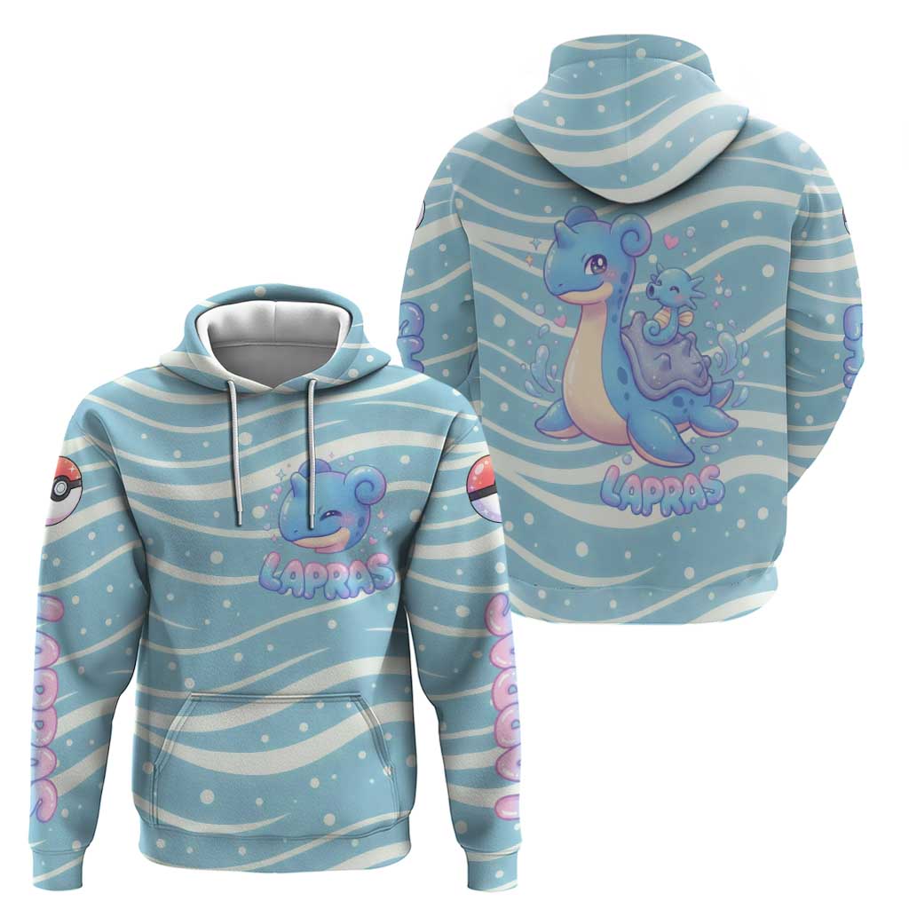 Lapras Zip Hoodie Pastel Ocean Waves Kawaii Art