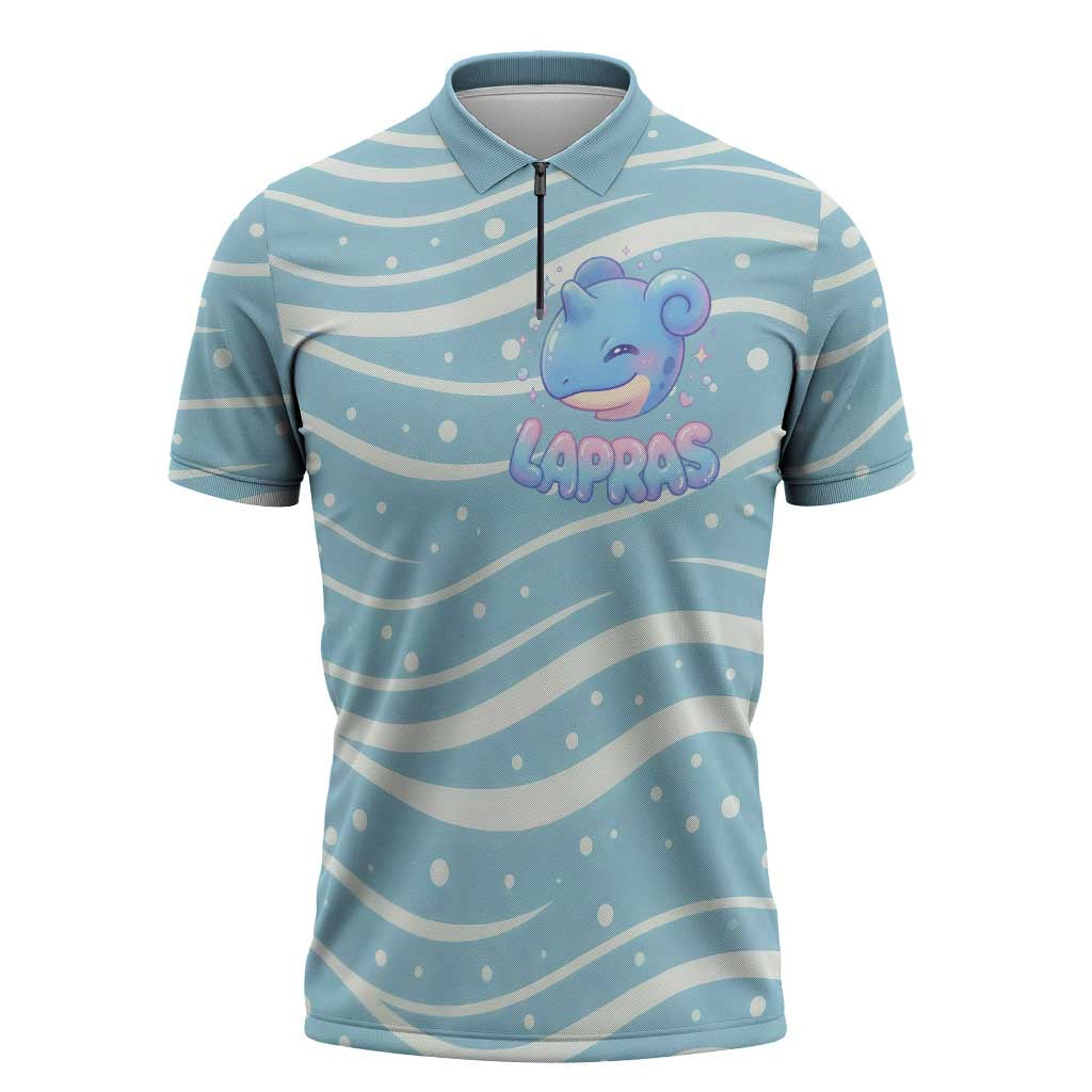 Lapras Zipper Polo Shirt Pastel Ocean Waves Kawaii Art