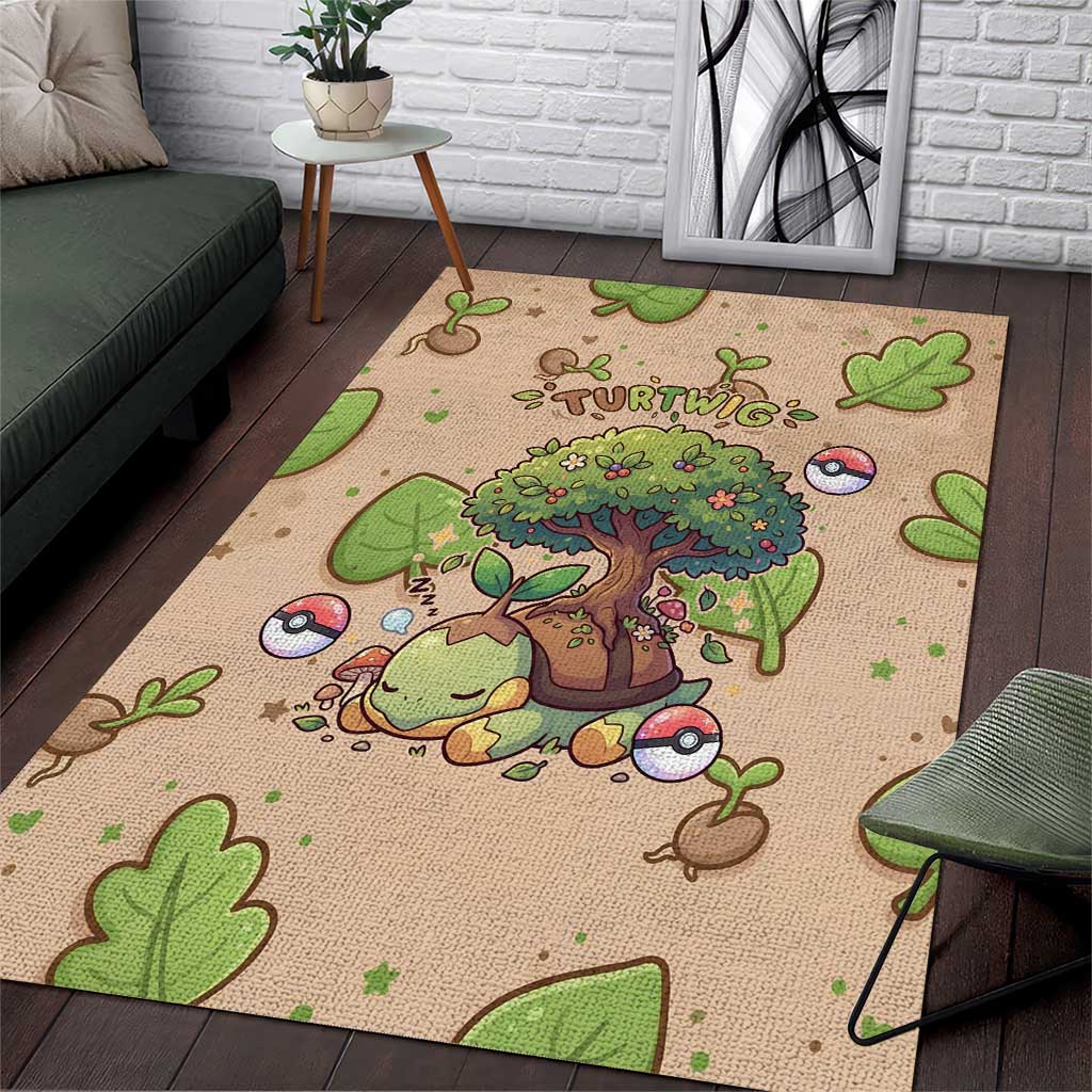 Turtwig Area Rug Whimsical Forest Sprout Art
