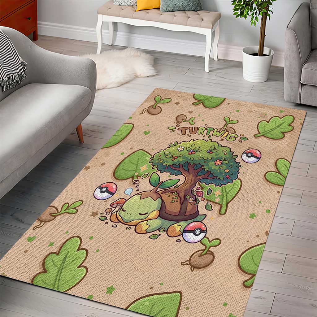 Turtwig Area Rug Whimsical Forest Sprout Art