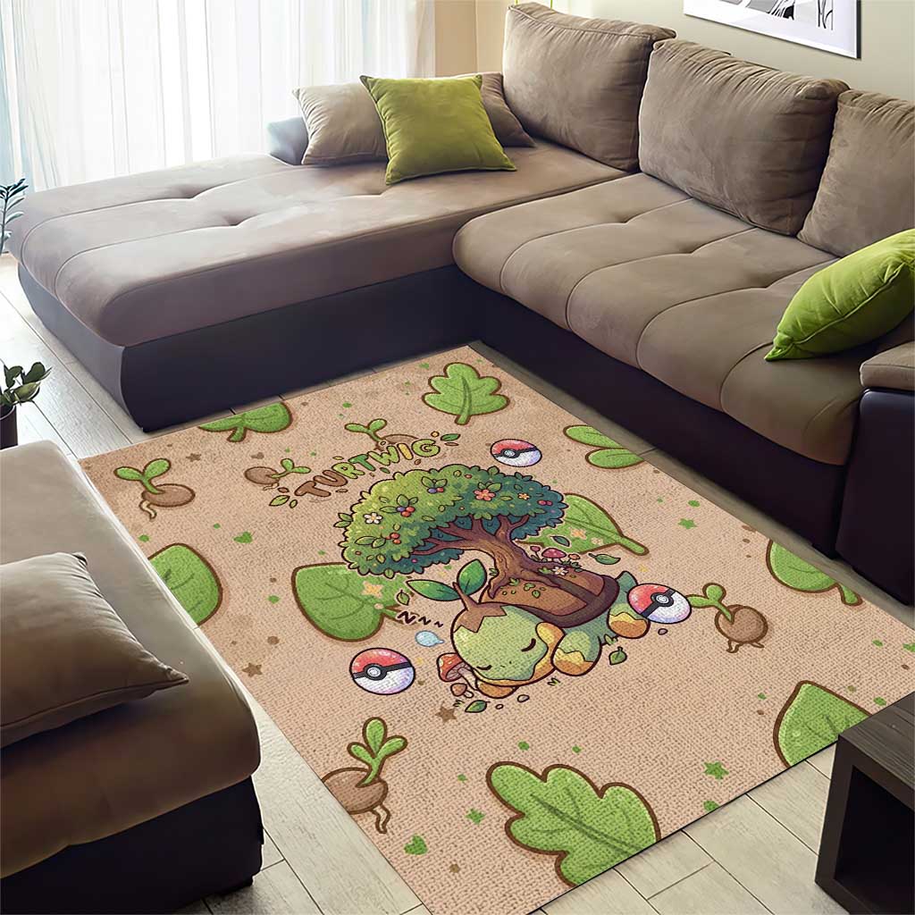 Turtwig Area Rug Whimsical Forest Sprout Art
