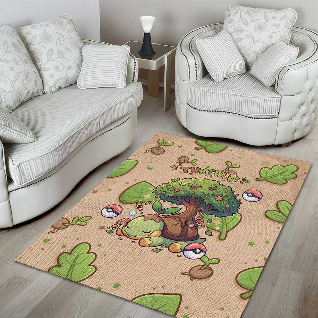 Turtwig Area Rug Whimsical Forest Sprout Art