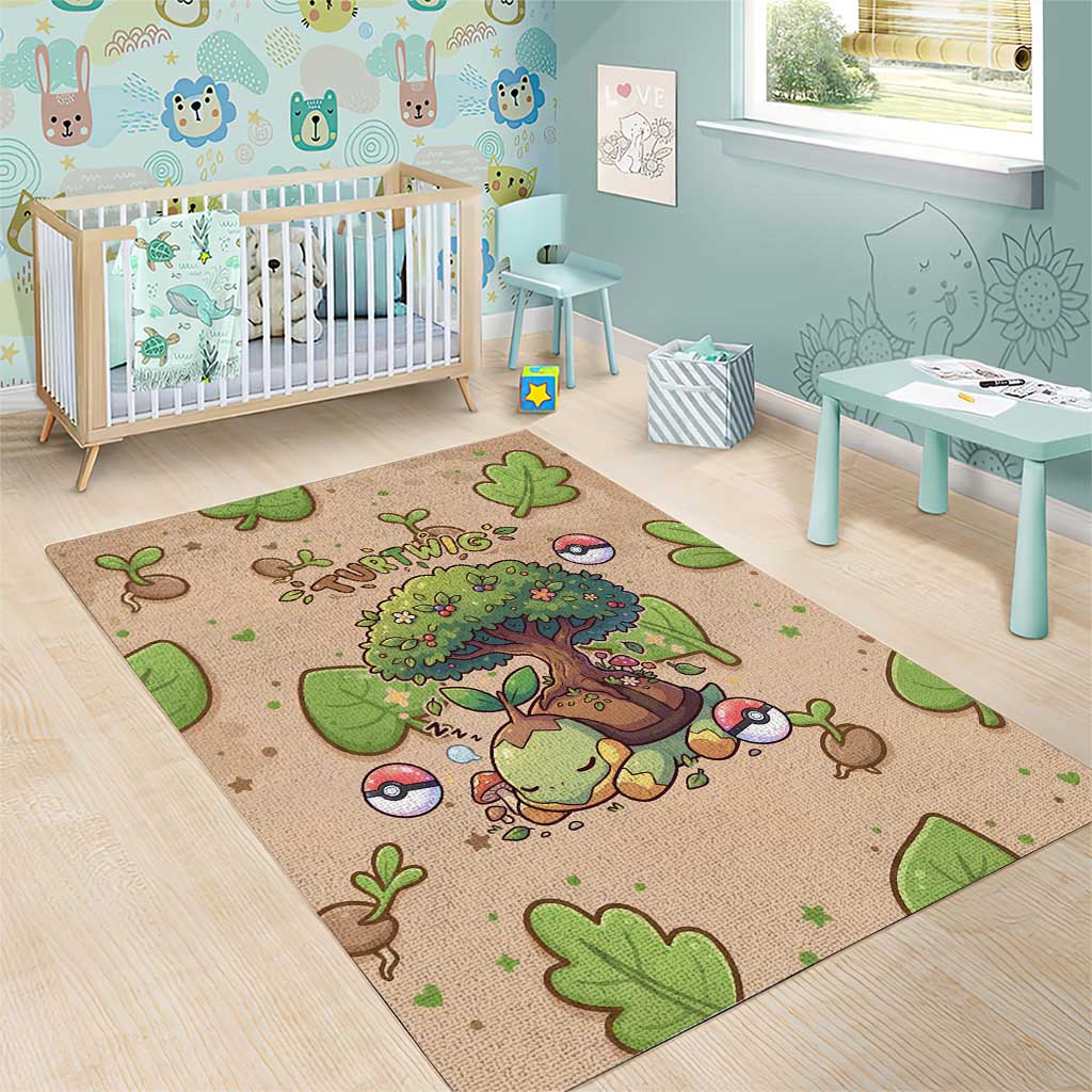 Turtwig Area Rug Whimsical Forest Sprout Art