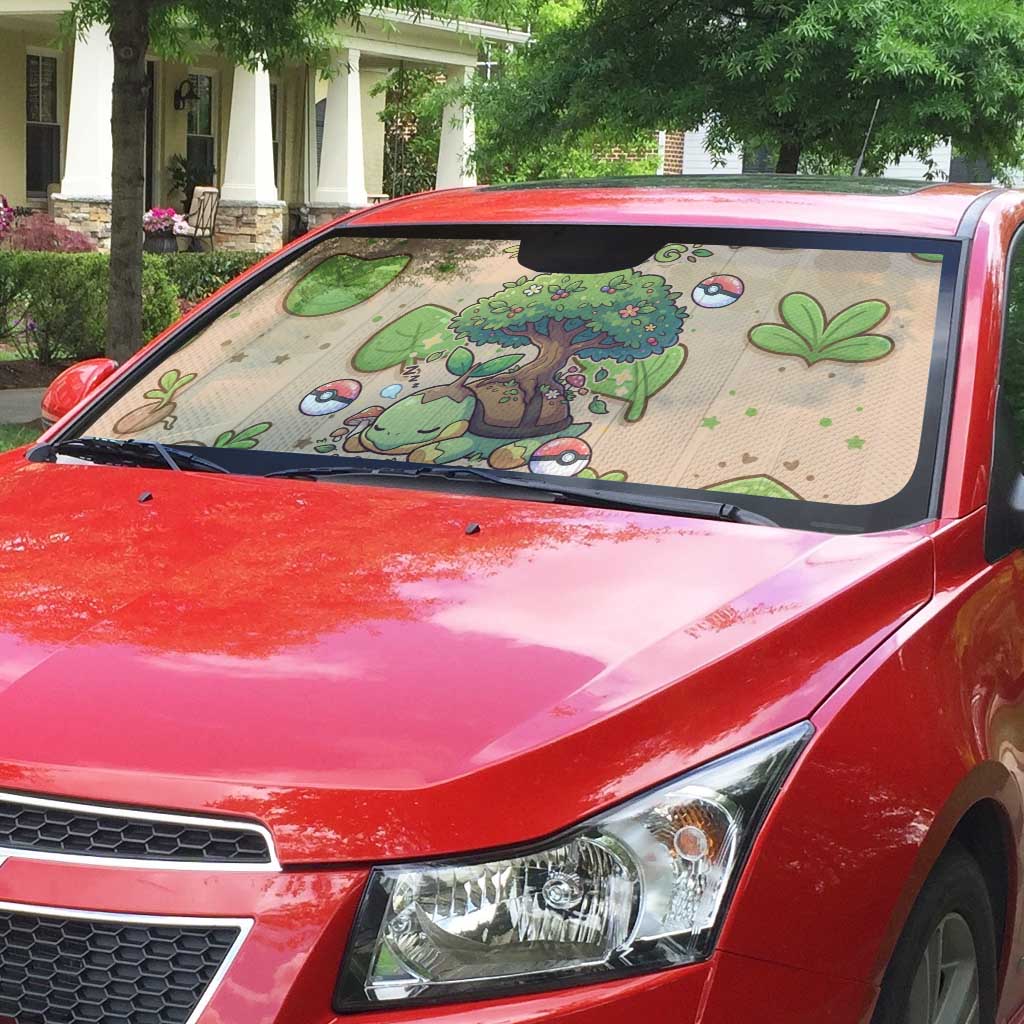 Turtwig Auto Sun Shade Whimsical Forest Sprout Art