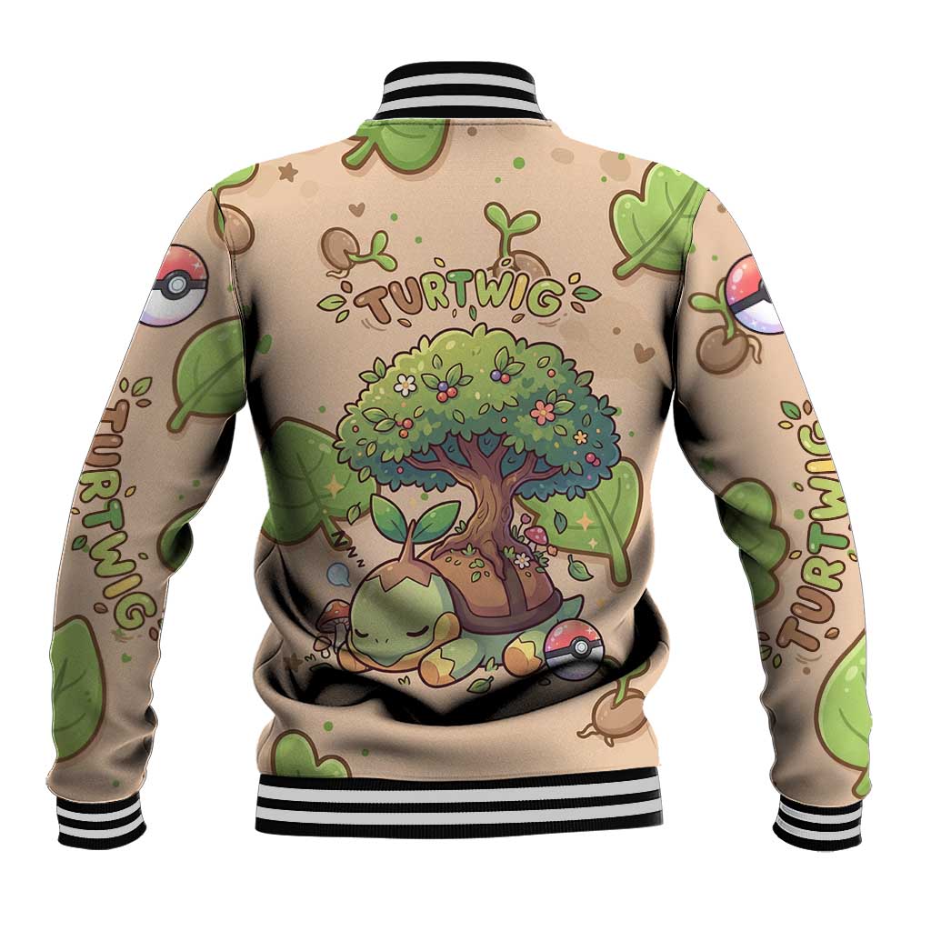 Turtwig Baseball Jacket Whimsical Forest Sprout Art