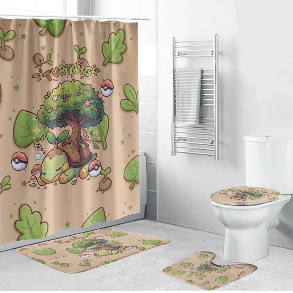 Turtwig Bathroom Set Whimsical Forest Sprout Art
