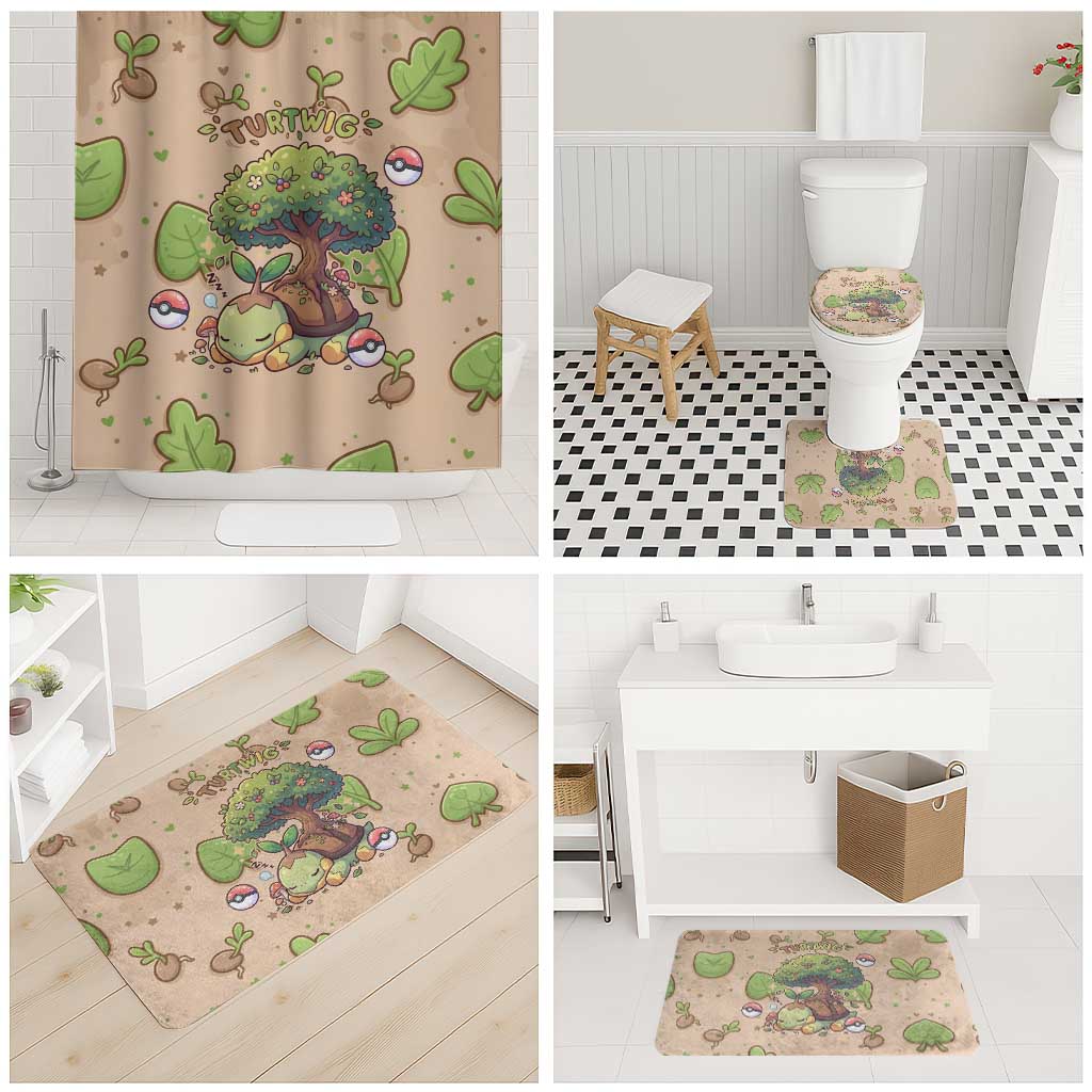 Turtwig Bathroom Set Whimsical Forest Sprout Art