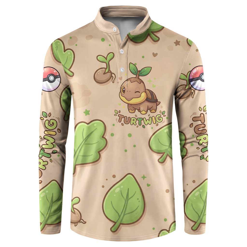 Turtwig Button Sweatshirt Whimsical Forest Sprout Art