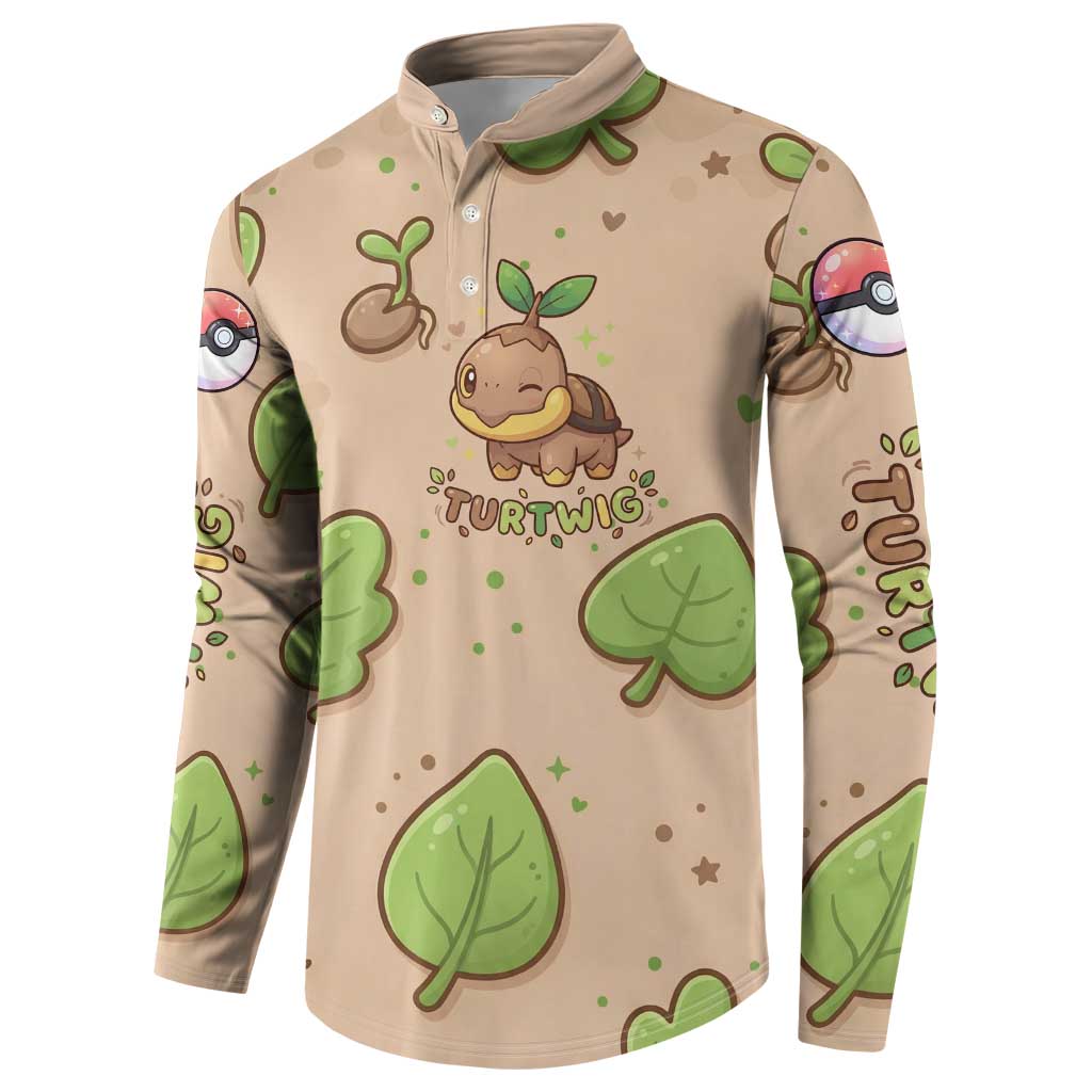 Turtwig Button Sweatshirt Whimsical Forest Sprout Art