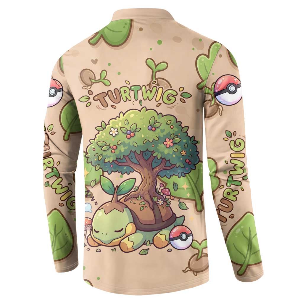 Turtwig Button Sweatshirt Whimsical Forest Sprout Art