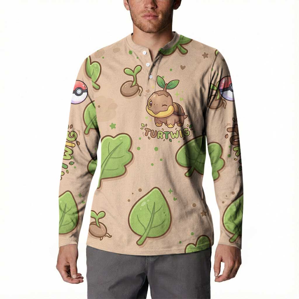 Turtwig Button Sweatshirt Whimsical Forest Sprout Art