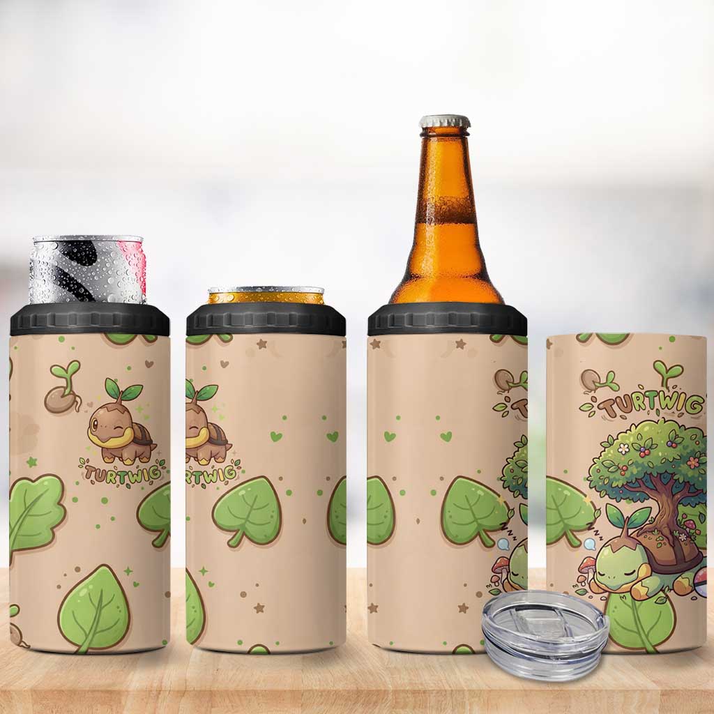 Turtwig 4 in 1 Can Cooler Tumbler Whimsical Forest Sprout Art