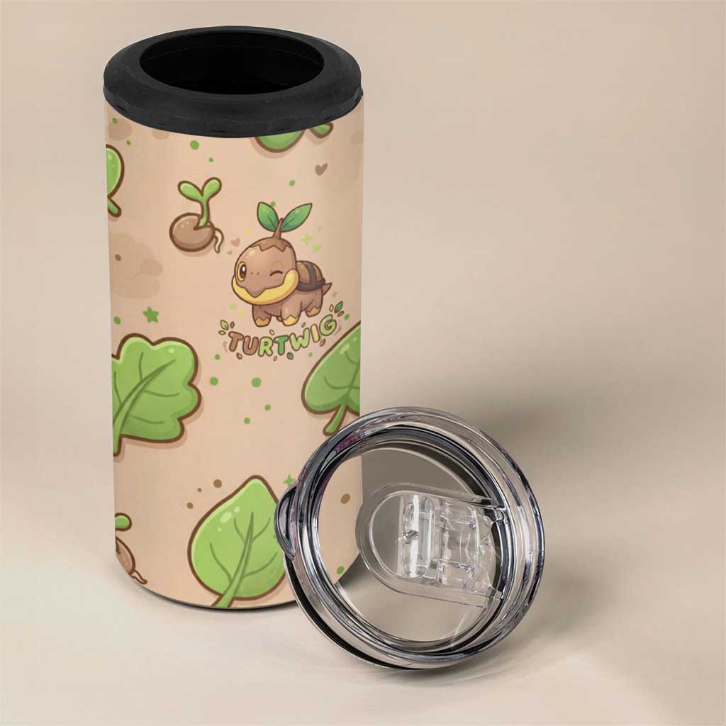 Turtwig 4 in 1 Can Cooler Tumbler Whimsical Forest Sprout Art