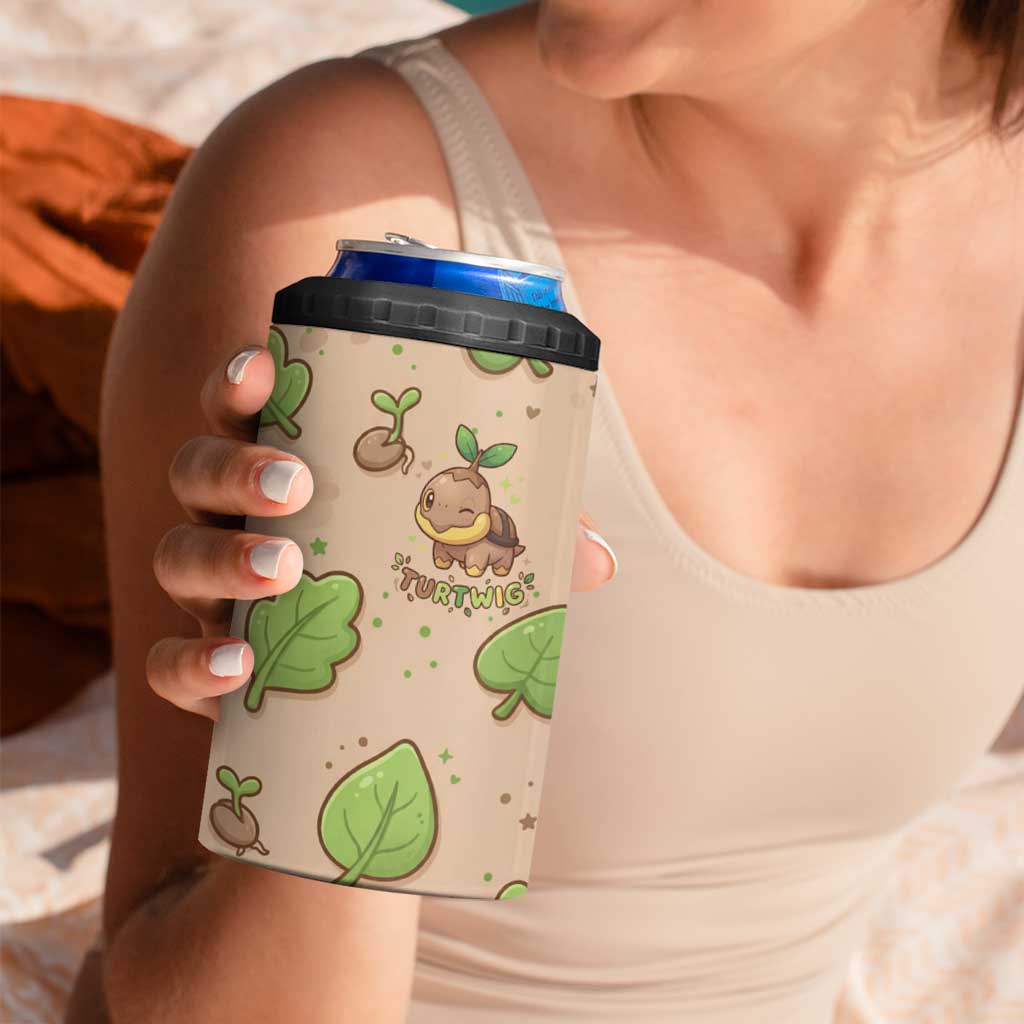 Turtwig 4 in 1 Can Cooler Tumbler Whimsical Forest Sprout Art