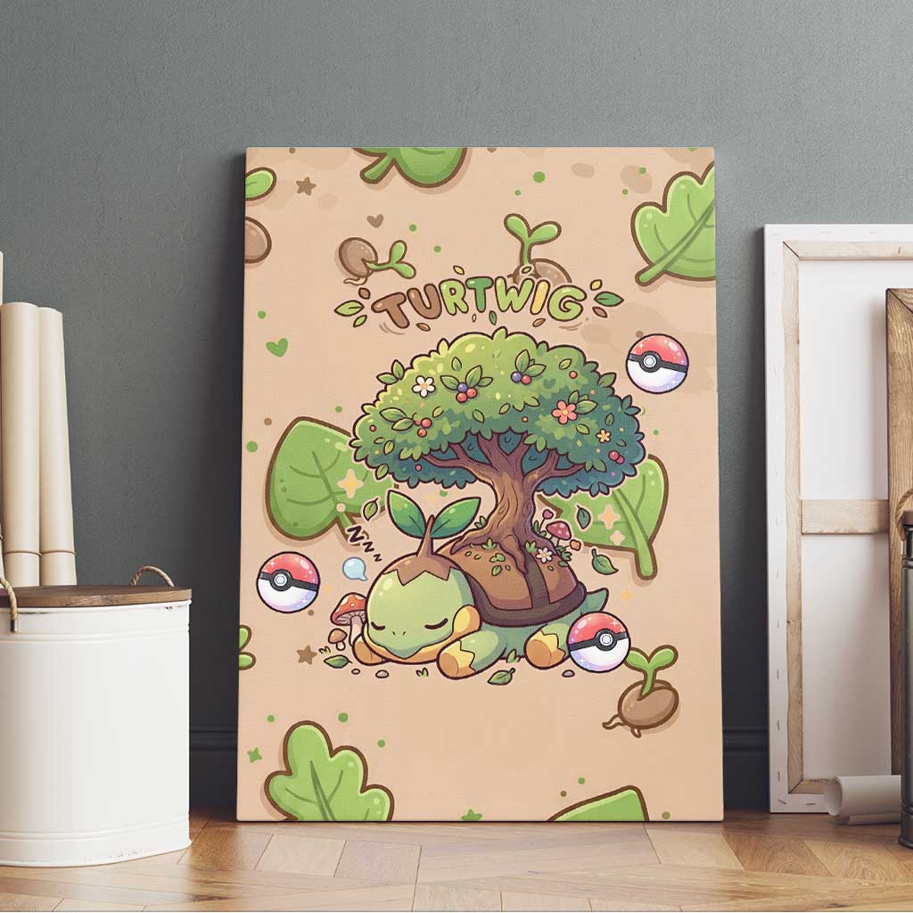 Turtwig Canvas Wall Art Whimsical Forest Sprout Art