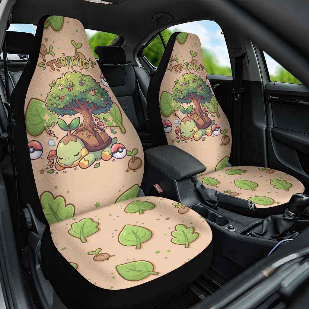 Turtwig Car Seat Cover Whimsical Forest Sprout Art