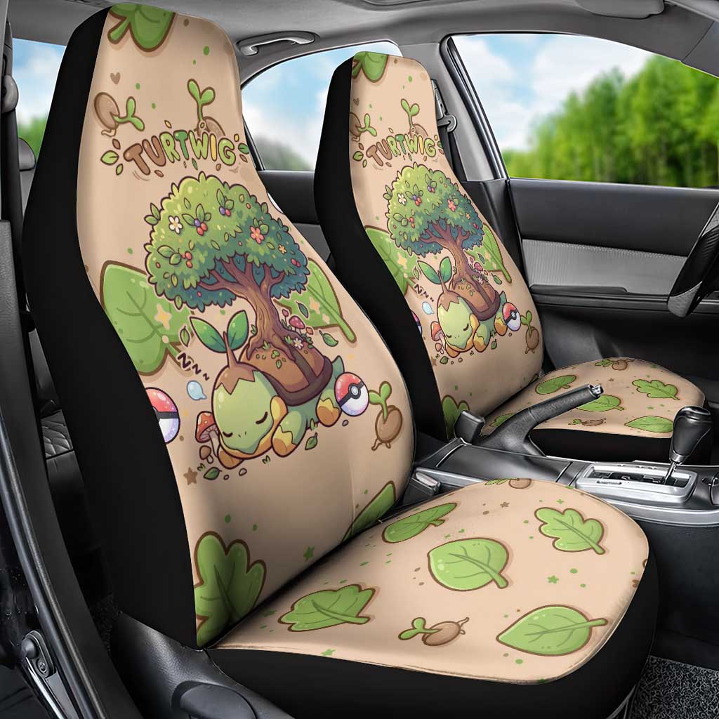 Turtwig Car Seat Cover Whimsical Forest Sprout Art