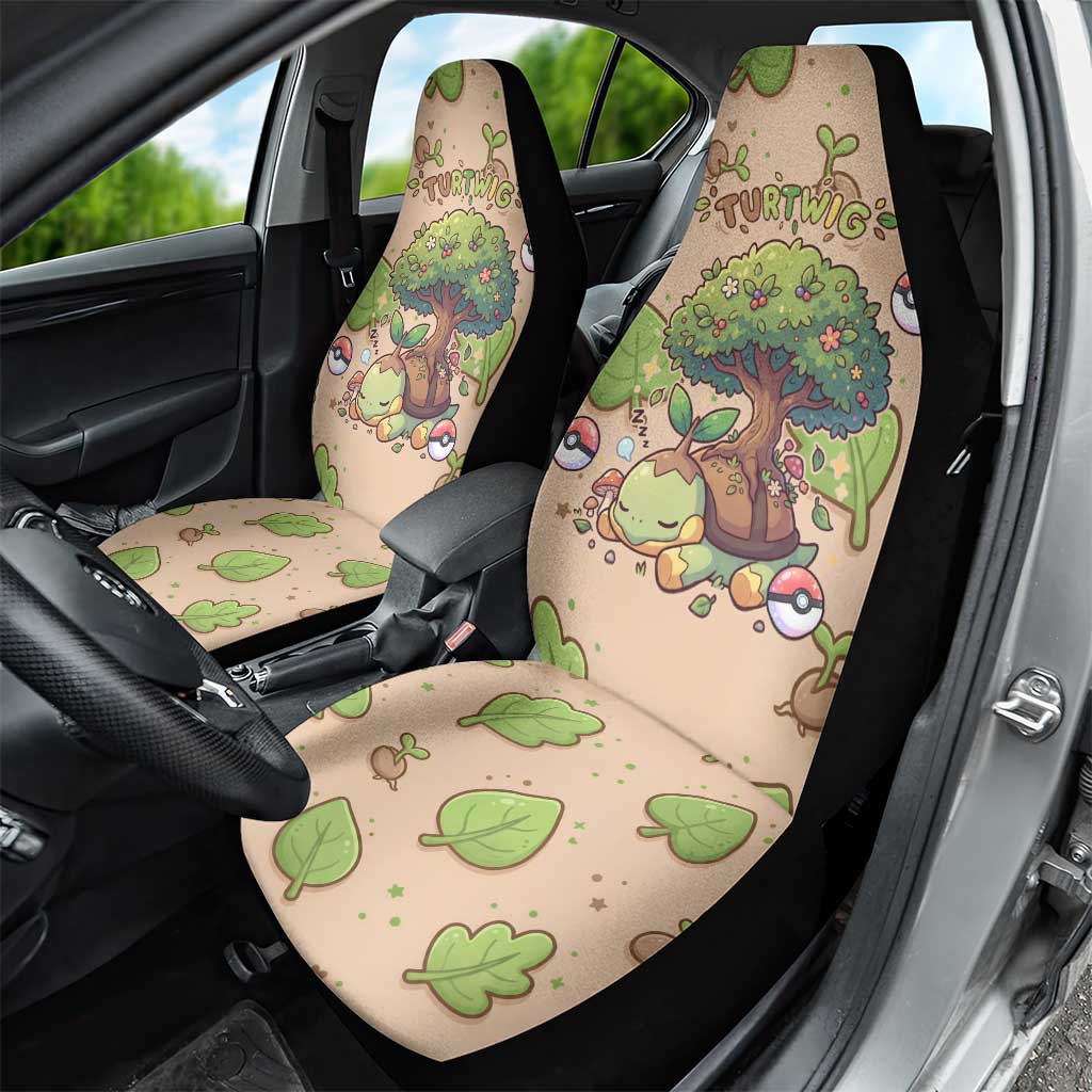 Turtwig Car Seat Cover Whimsical Forest Sprout Art