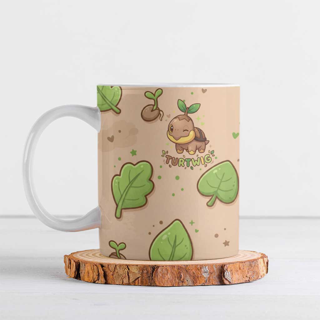 Turtwig Ceramic Mug Whimsical Forest Sprout Art