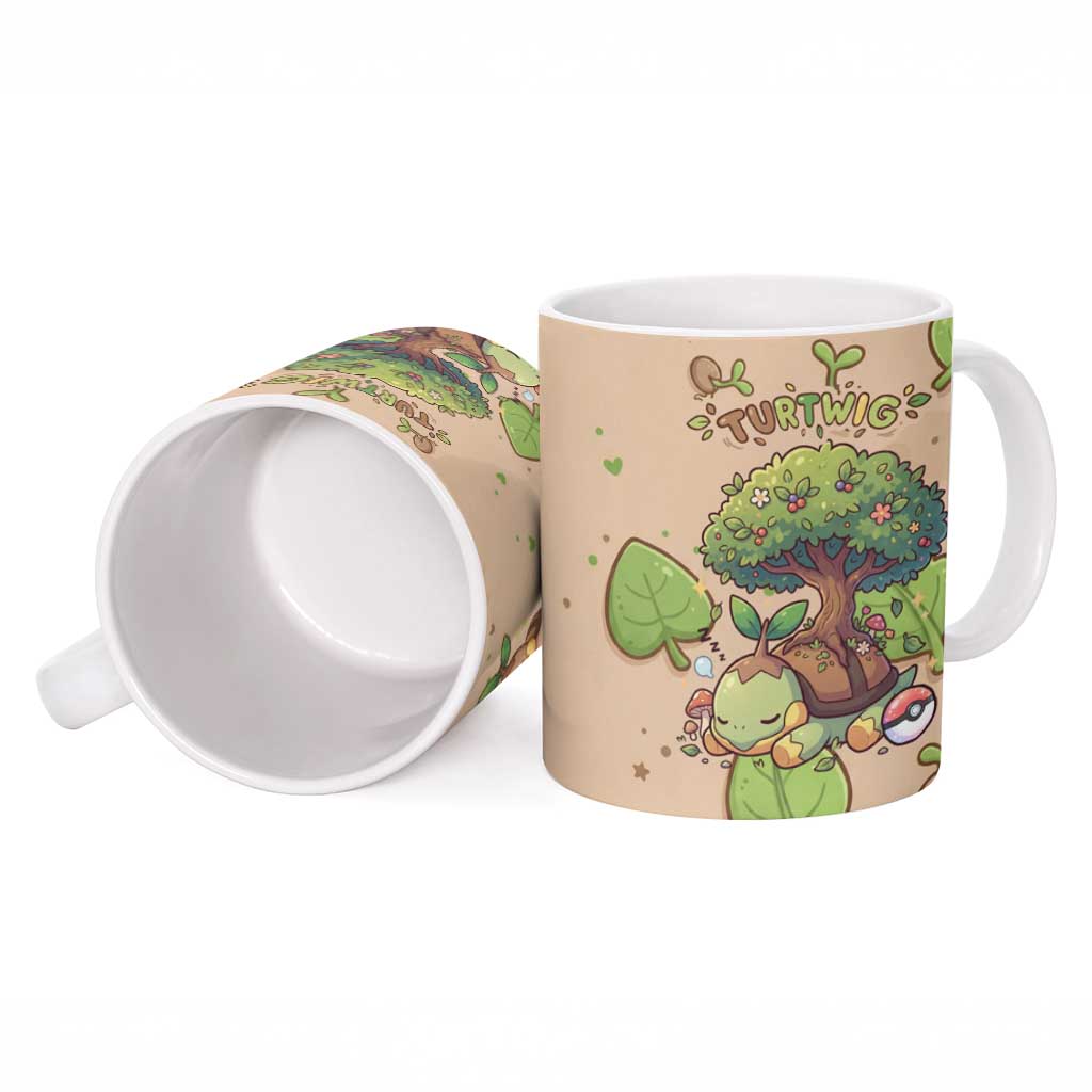 Turtwig Ceramic Mug Whimsical Forest Sprout Art