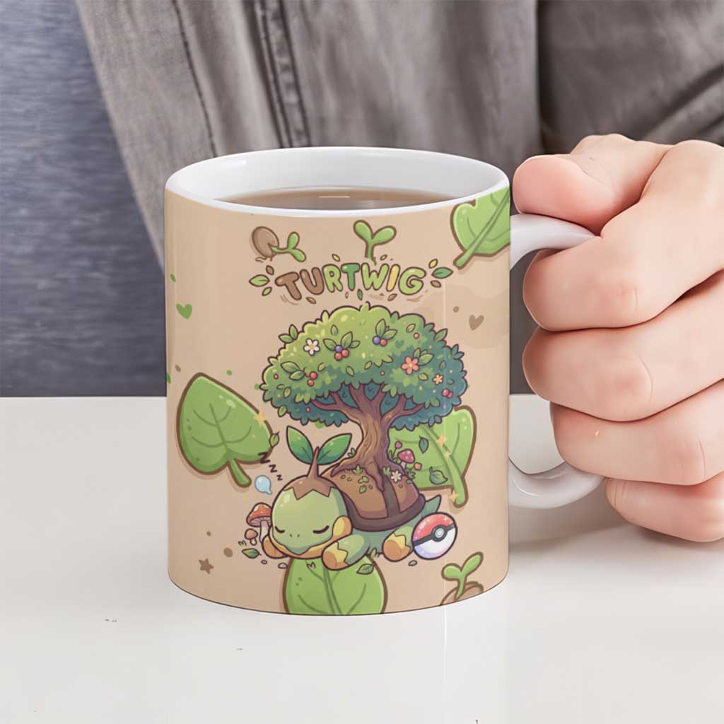 Turtwig Ceramic Mug Whimsical Forest Sprout Art