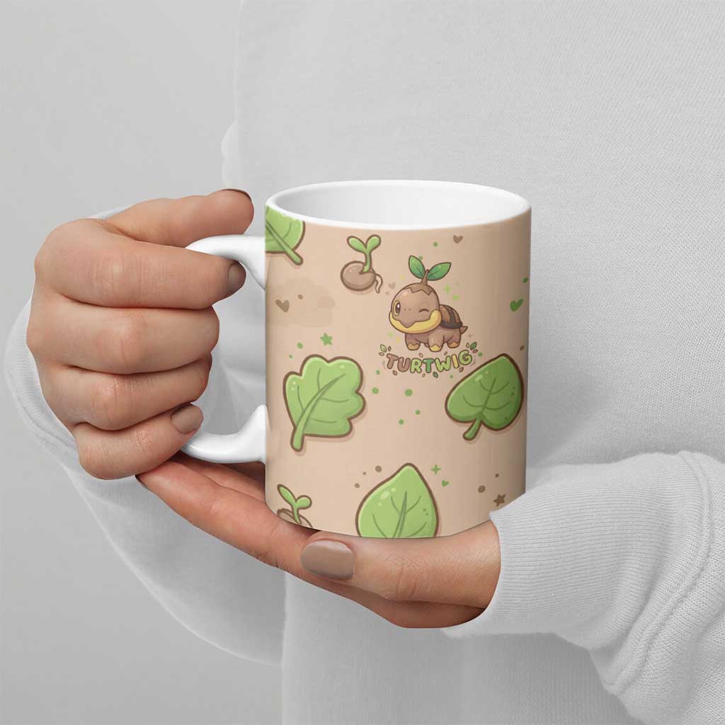Turtwig Ceramic Mug Whimsical Forest Sprout Art