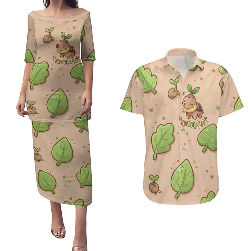 Turtwig Couples Matching Puletasi and Hawaiian Shirt Whimsical Forest Sprout Art