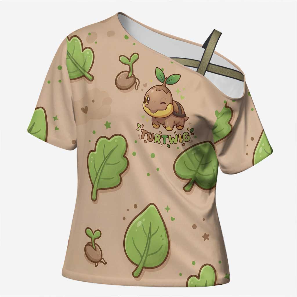 Turtwig Cross Shoulder Shirt Whimsical Forest Sprout Art