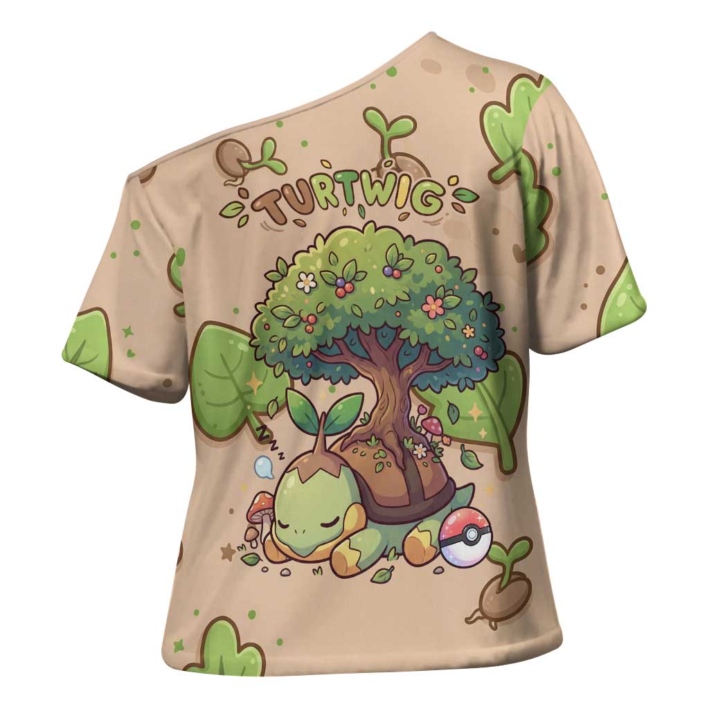 Turtwig Cross Shoulder Shirt Whimsical Forest Sprout Art