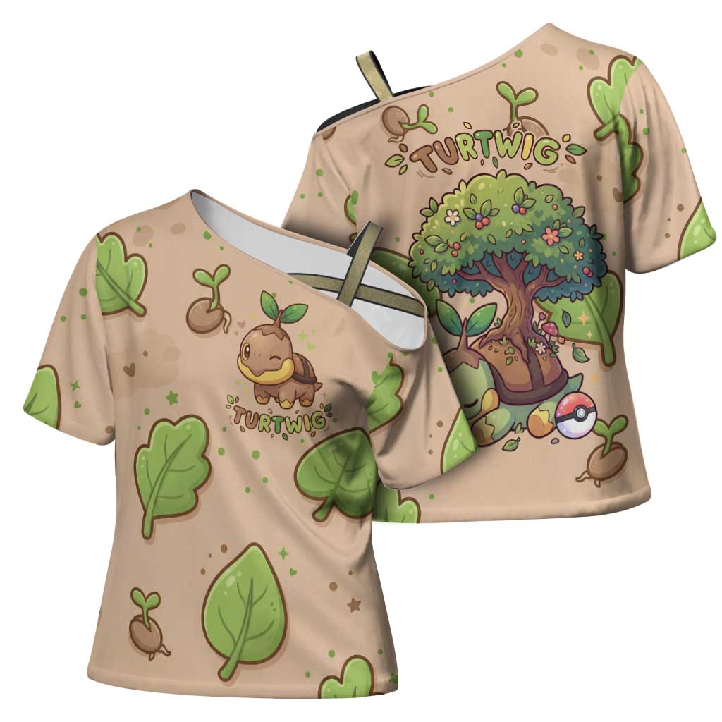 Turtwig Cross Shoulder Shirt Whimsical Forest Sprout Art
