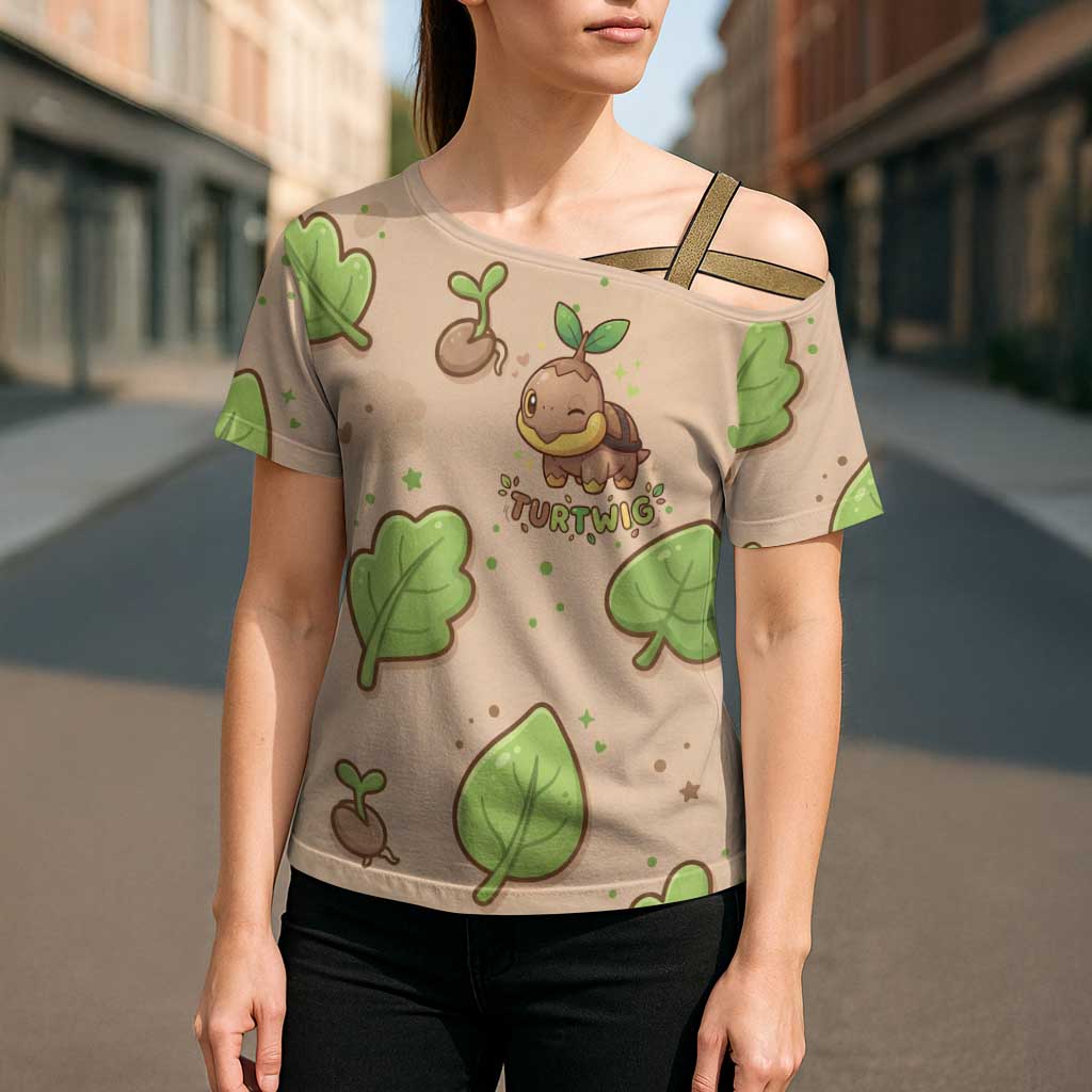 Turtwig Cross Shoulder Shirt Whimsical Forest Sprout Art
