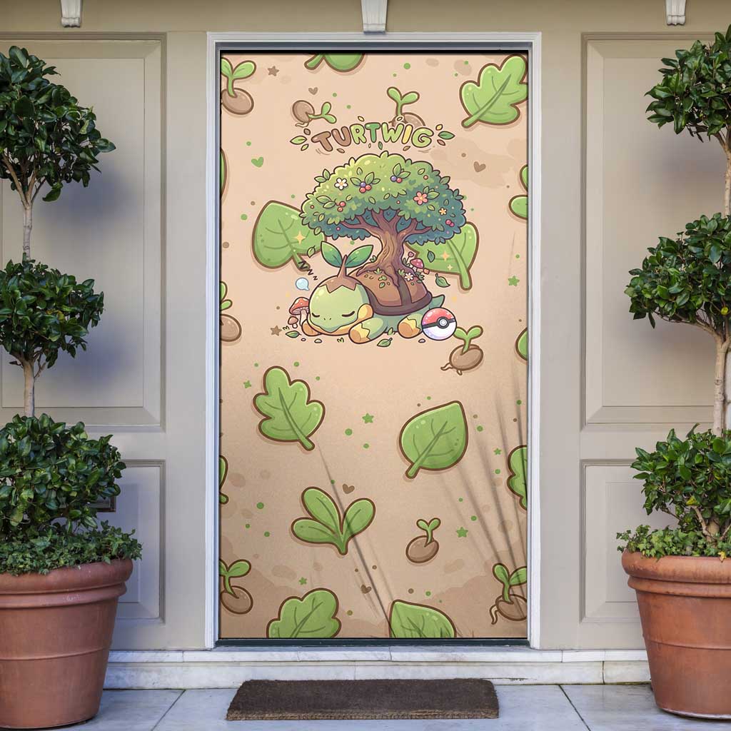 Turtwig Door Cover Whimsical Forest Sprout Art