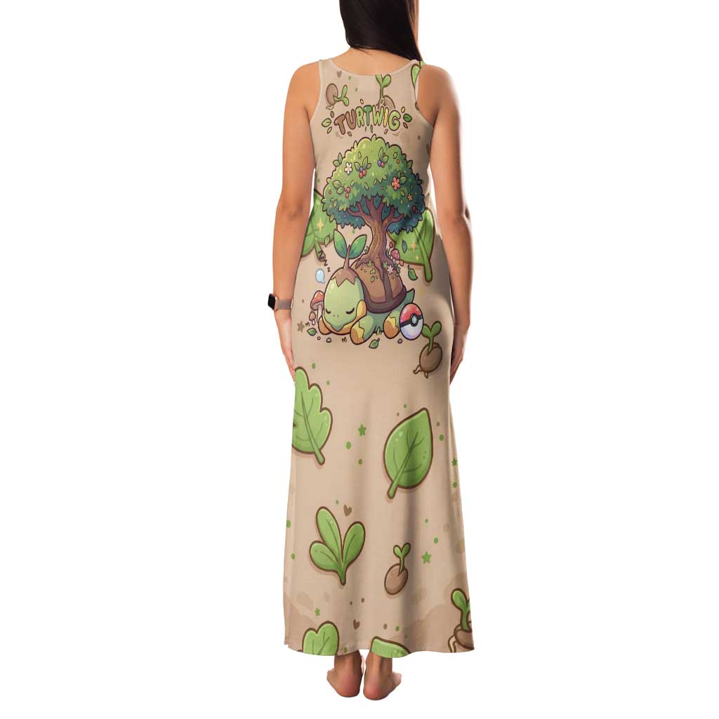 Turtwig Family Matching Tank Maxi Dress and Hawaiian Shirt Whimsical Forest Sprout Art